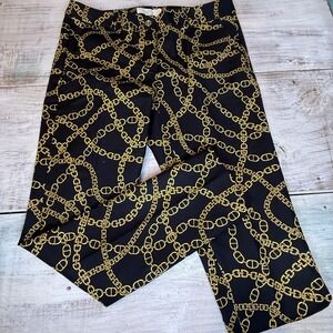 MICHAEL KORS Black Gold Chain Print Straight Leg Pants Women's Size 8 EUC